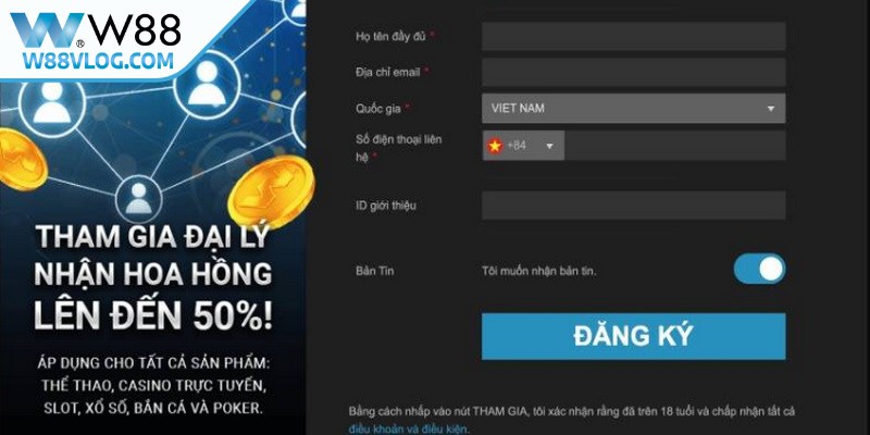 Quy trình đăng ký đại lý W88 đơn giản